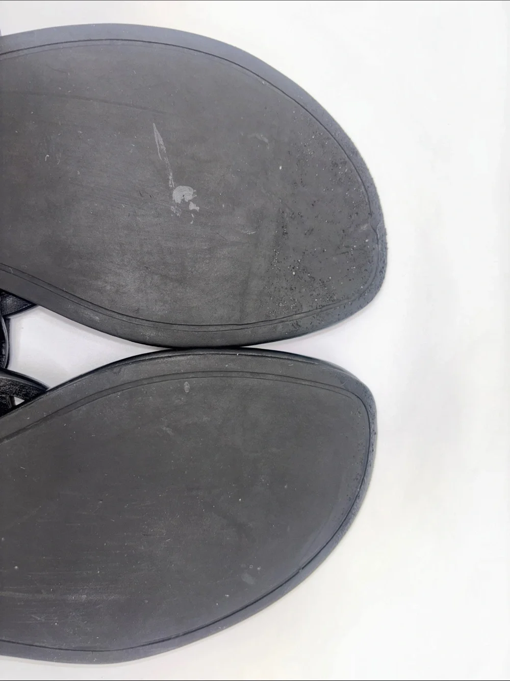Tory Burch Black Leather Logo Thong Sandals with Gold Studs